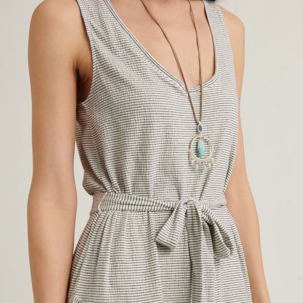 Lucky Brand Eliza Stripe Belted Maxi Dress Sz Small - Picture 6 of 12